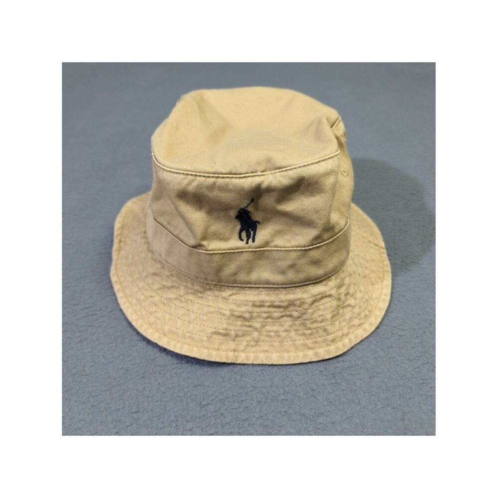 Polo Ralph Lauren Bucket Hat S/M Tan Cotton Golfing Fishing Nautical Preppy